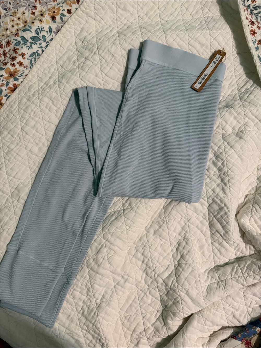 SKIMS Kids Ribbed Leggings in Light Blue
